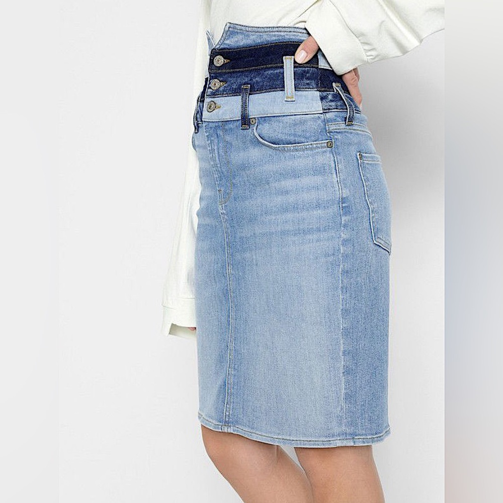 NWT 🩵 7 For All Mankind Patchwork Corset Skirt